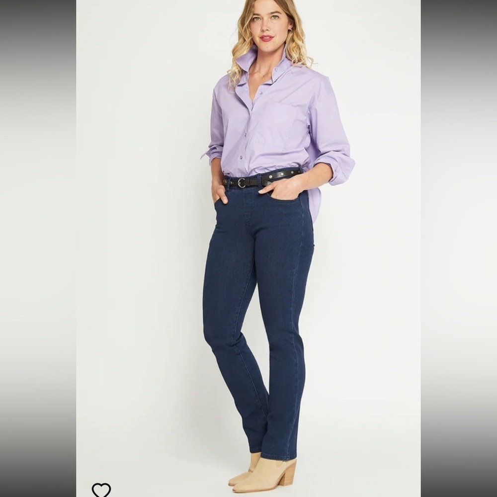 Straight-Leg | 4-Pocket Betabrand Yoga Denim Small Dark Indigo